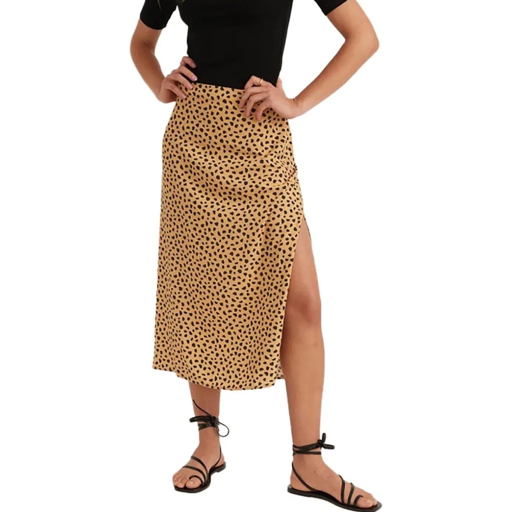 Marine Layer Cheetah/Leopard Print Tencel/Lyocell Rayon Blend Midi‎ Skirt 12